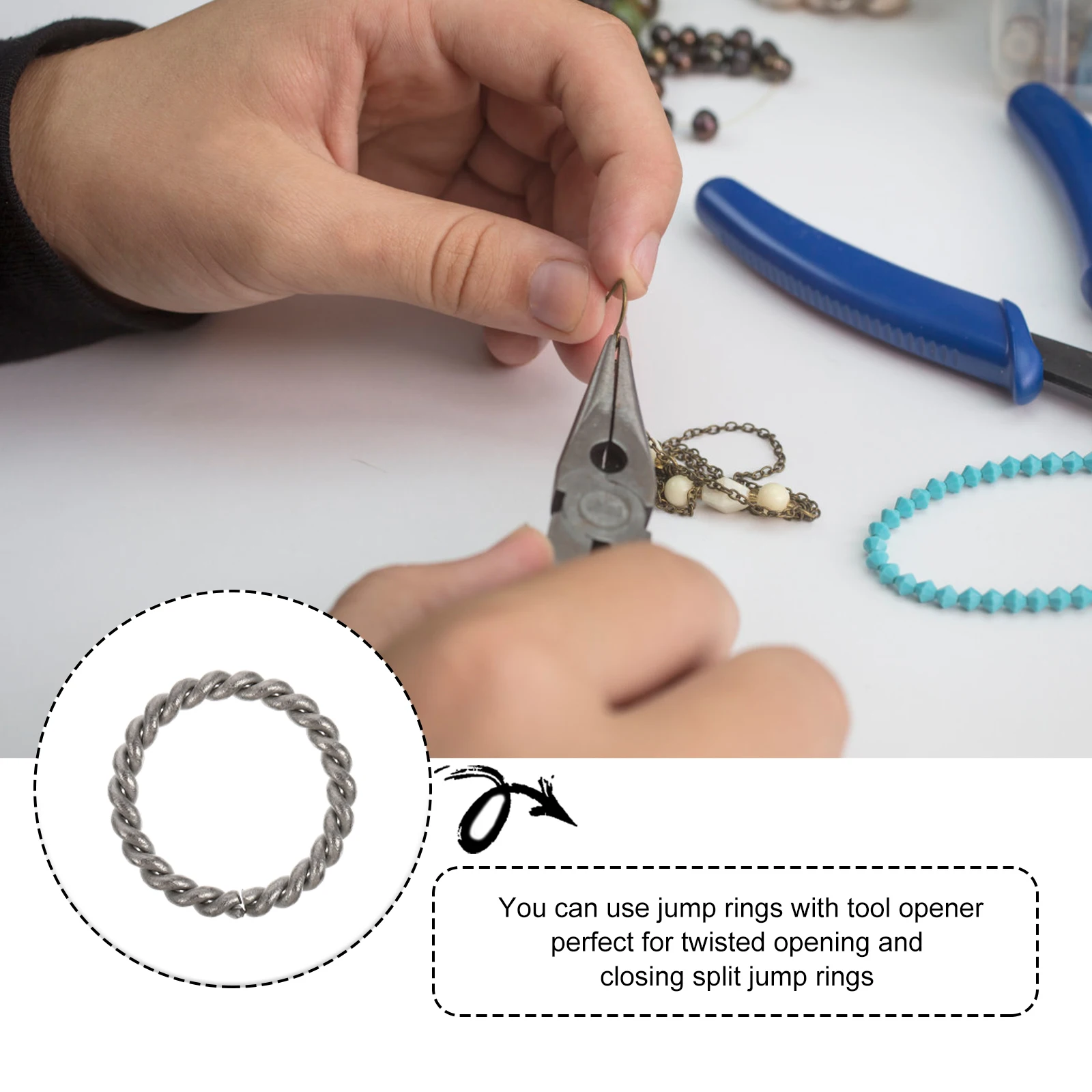 

100 Pcs Steel Twisted Jump Rings Open Connector Stainless Steel Twisted Jump Rings for Jewelry Making Necklace Accessories Gifts