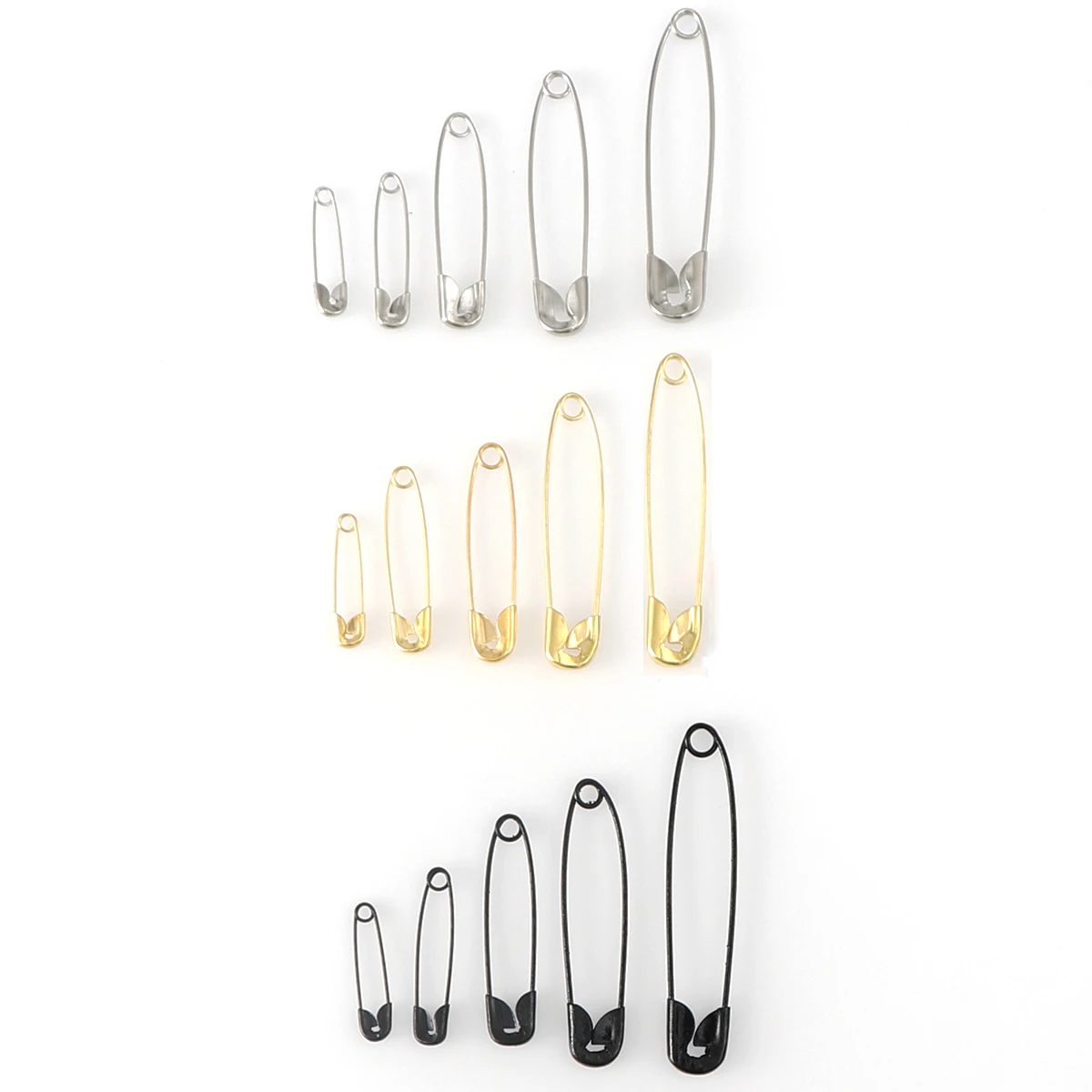 100Pcs Multiple Sizes Safety Pins Gold Silver DIY Sewing Tools Accessory Metal Needles Safety Pin Brooch Apparel Accessories