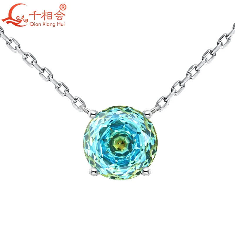 blue purple eye's stone one-time forming mixed special color pendant ring earrings round shape with S925 silver for necklace