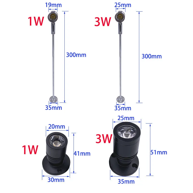 Mini Spot LED RGB USB 5V, 1W 3W, Vitrine Kast, Lampe Rypenhuis Sieraden