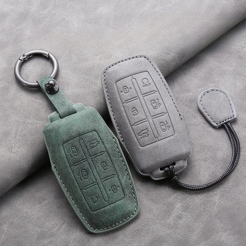 

Leather Car Remote Key Case Fob Cover Shell Fob for Hyundai Genesis G80 GV70 GV80 GV90 2019 2020 2021 2022 Keychain Accessories