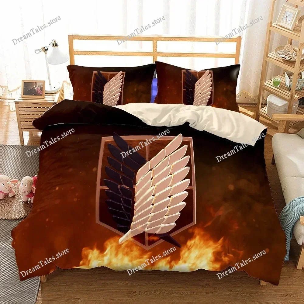 Attack On Titan Duvet Cover 3D Exquisite Anime Cartoon Digital Print Bedding Set Comforter Bed Youth Home Decor Boys Gift029963