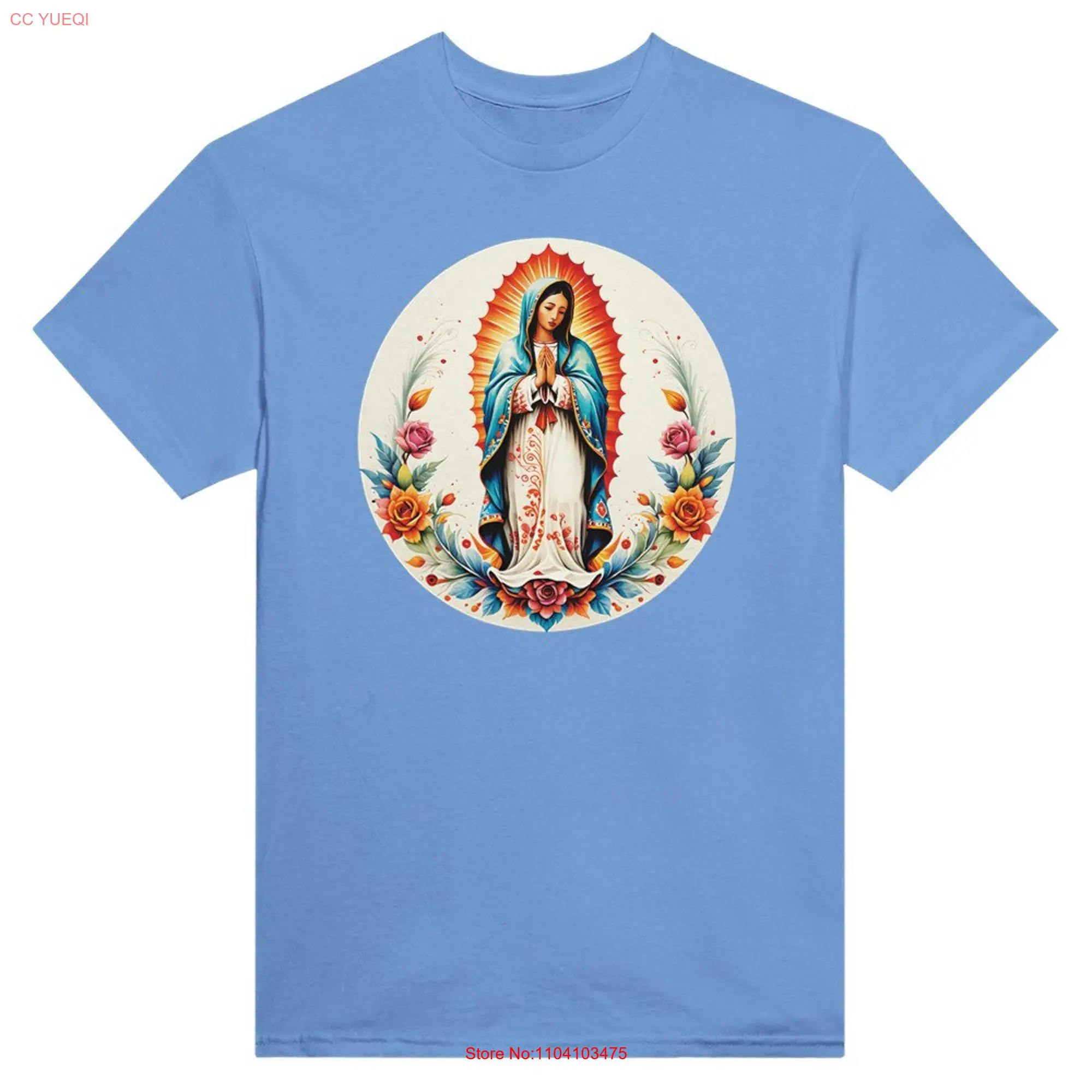 Our Lady of Guadalupe Nuestra Señora de Cotton T shirt up to 5XL long or short sleeves