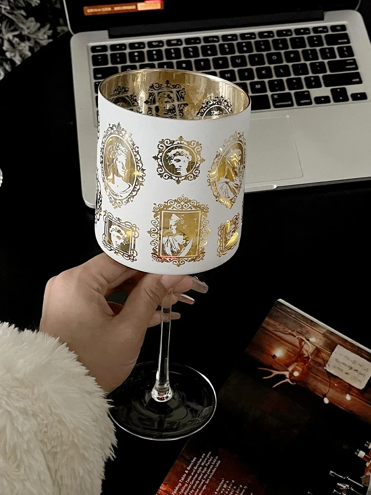 Electroplated Pattern Romantic Red Wine Glass Cup Grape Wine Glass Delicate High-priced Champagne Goblet Coated Holiday Gift