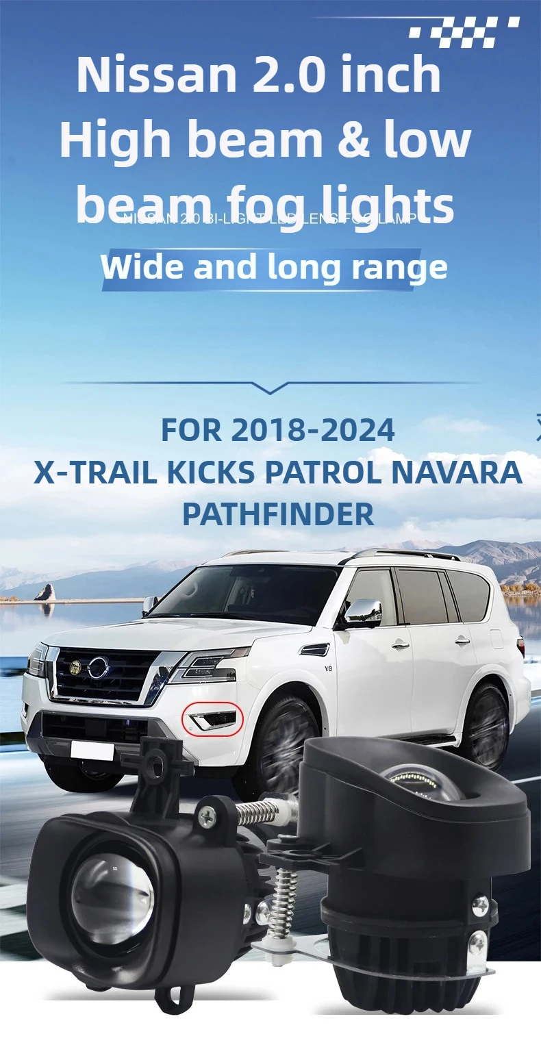

2.0Inch Fog Lamp Lens Projector Light Bi Led high low beam for Universal Nissan X-trail Kicks Patrol Navara Pathfinder Qashqai