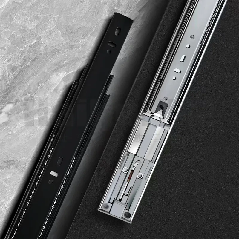 Cold Rolled Steel Drawer Slides Inch Three Section Ball Bearing Rails Silent Cabinet Track Office Desk Kitchen Furniture Repair