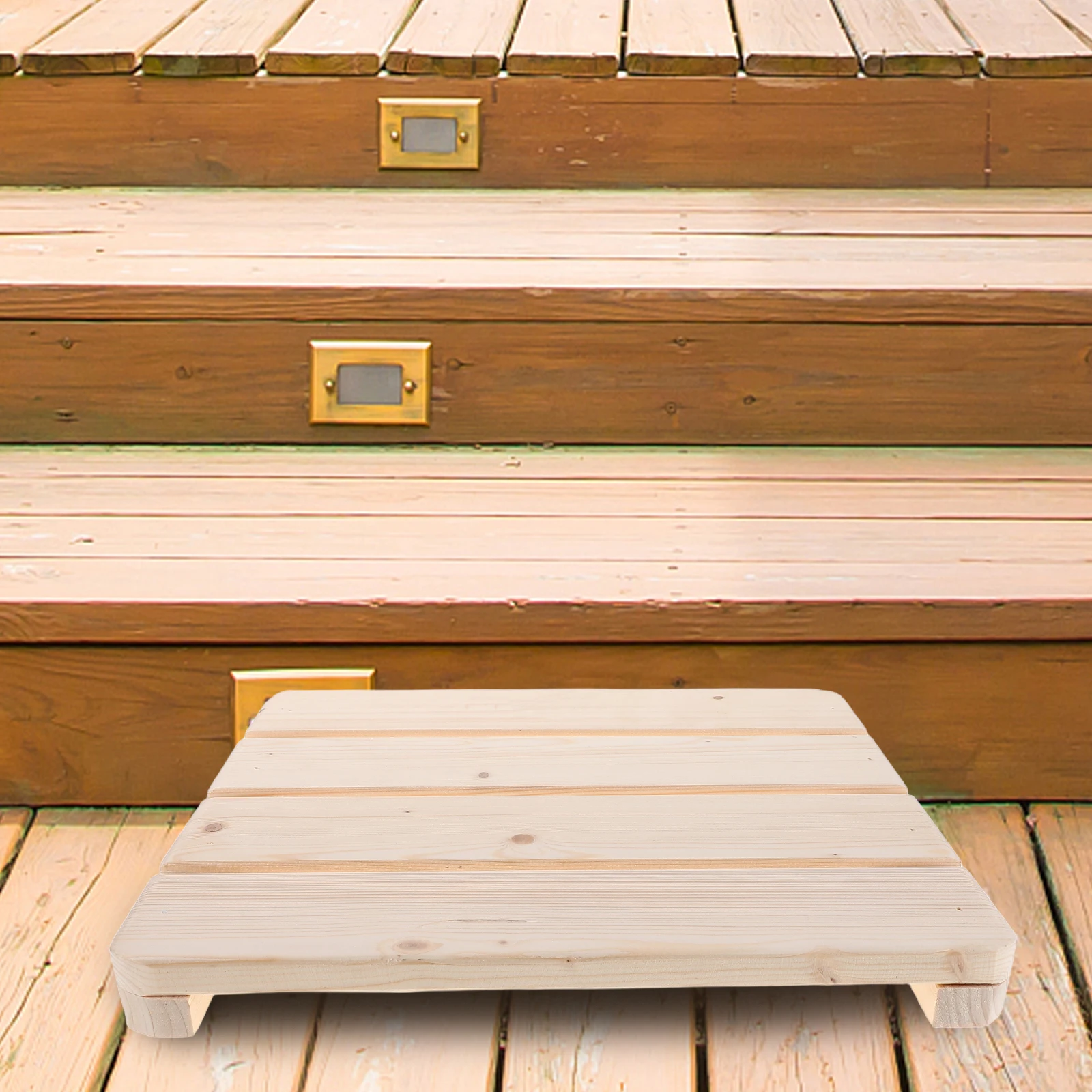 

Natural Wood Bath 30X30Cm Non-Slip Sauna Floor Mat Slatted Shower Platform For Bathroom Steam Room Poolside Wet Areas Wooden Spa