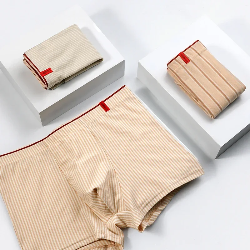Cotton underwear men's trend striped boxers Trend sports men's shorts Youth plus size comfortable boxers