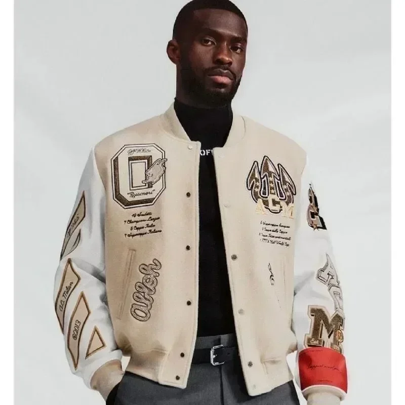 2024 Amerikaanse retro jas Y2K high street hiphop-stijl letter geborduurd honkbaluniform losse oversized gepersonaliseerde jas