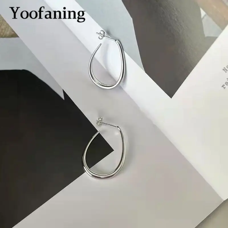 925 Sterling Silver Ear Needle Women's Fashionable and Simple Exaggerated Large U-shaped Earrings Hip Hop Rock Earrings Jewelry