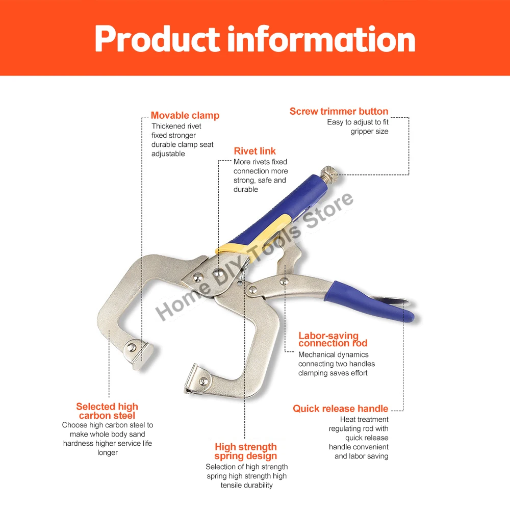 Imagem -03 - Polegada c Clamp Weld Clip Woodwork Fix Alicate Pincer Tong Tenon Grip Vise Swivel Pad Locator Liga Ferramenta de Mão para Trabalho de Madeira 18