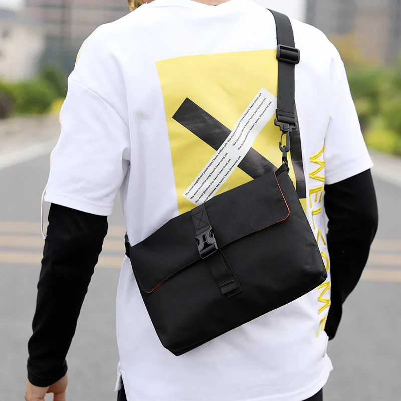 Waterproof Men Fashion Shoulder Messenger Bag Solid Color Phone Pouch Unisex Men Handbag Black Casual Women Crossbody Purse Male