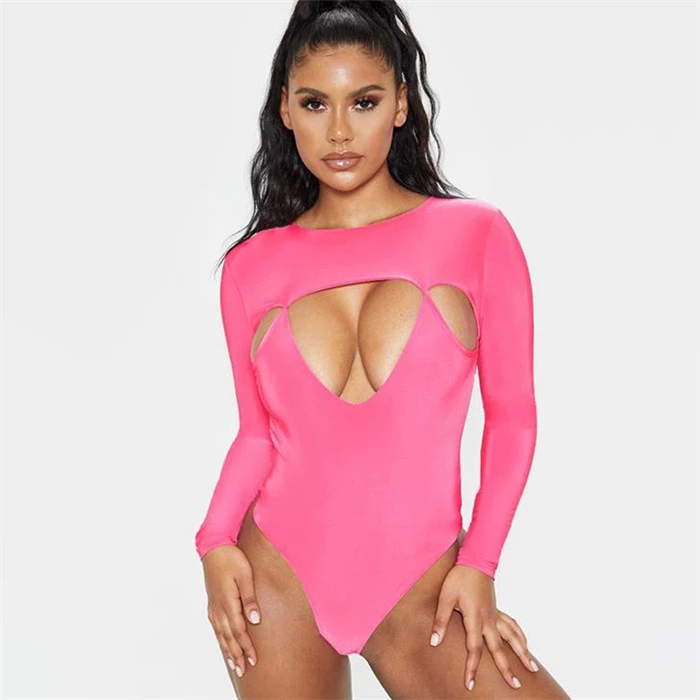 섹시 슬림핏 바디수트 점프수트 여성 스트릿 스타일 하이웨이스트 홀로우 아웃 오트 팬츠 캐주얼웨어 레귤러 얇은