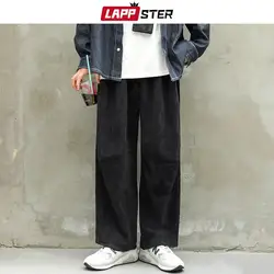 LAPPSTER Men Straight Baggy Harajuku Sweatpants 2023 Mens Thicken Corduroy Joggers Pants Man Casual Wide Leg Trouser Harem Pants