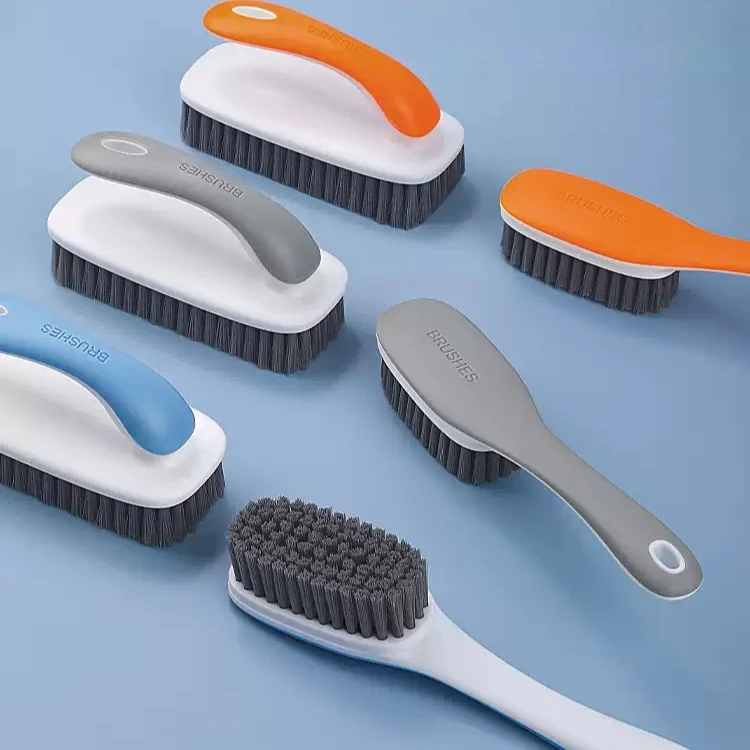 Sturdy Cleaning Brush Set with Dense Nylon Bristles, Arc Handle Design for Less Effort, Durable Shoe and Clothing Scrub Brushes