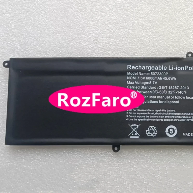 RozFaro For Yashi Daytona YP1405 Laptop Battery 5072300P 7.6V 45.6Wh 6000mAh 9-pin 7-wire For Yashi Daytona YP1406 Notebook