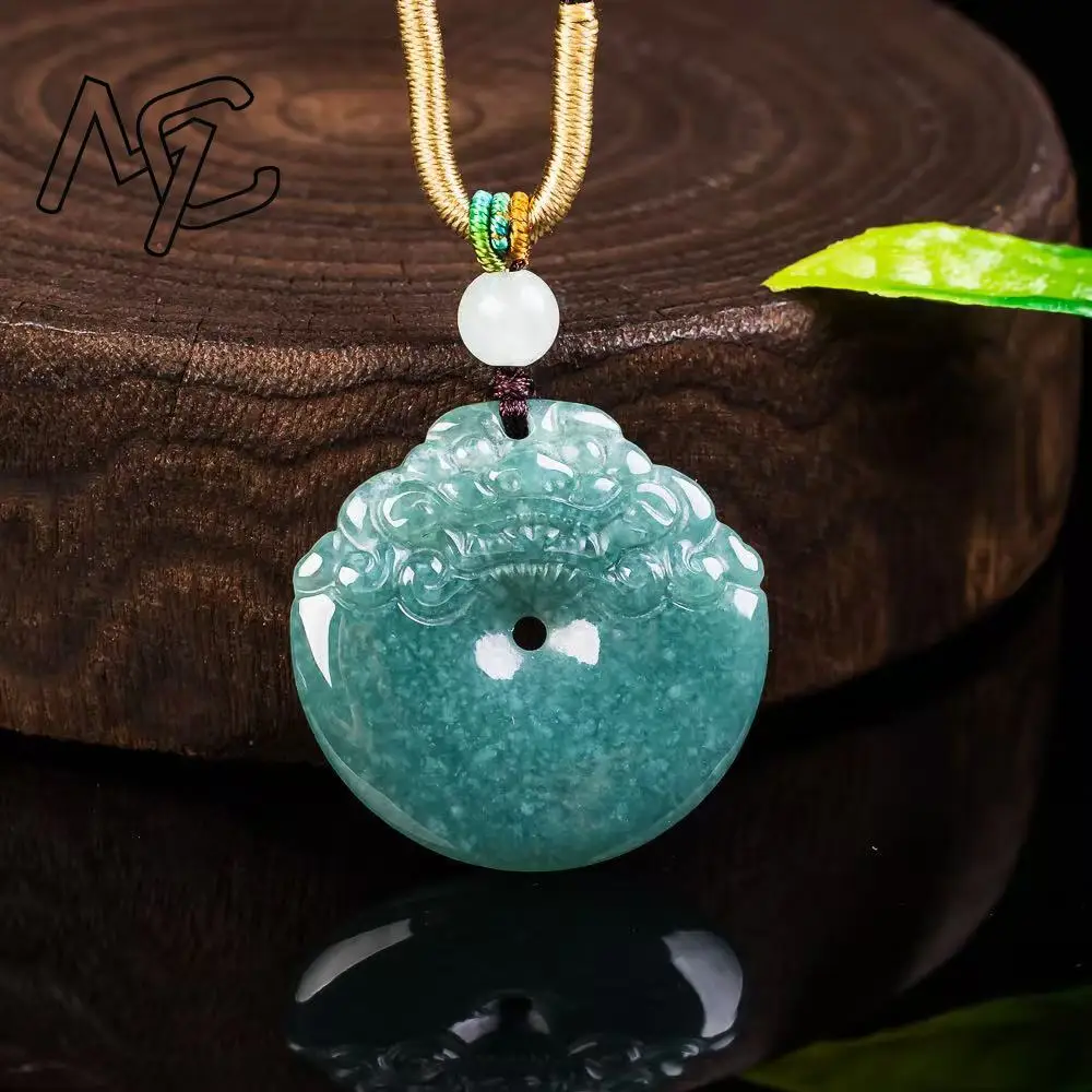 New Natural A Emerald Real Jade Ruyi Pixiu Cloud Lock Pendant Necklace Exquisite Carving Hand-carved Charm Jewelry Gift Women