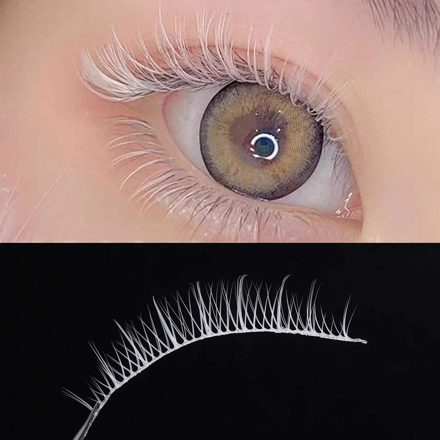 Cosplay White Eyelashe Fluffy Cosplay False Eyelashe Extension 3D Soft Wispy Cross Manga Lashes Natural Clear Band Lashes Makeup