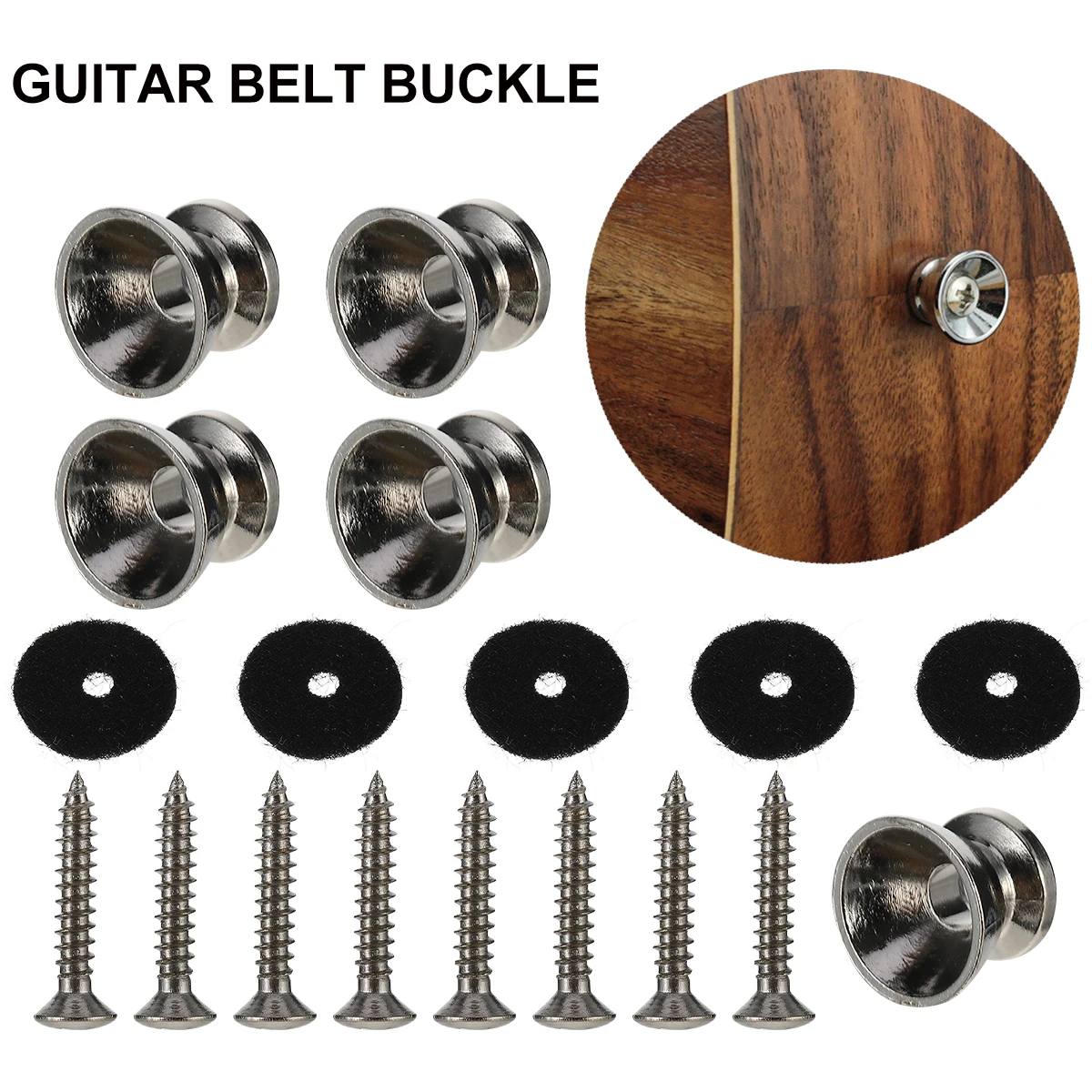 

24pcs Guitar Strap Buckle Belt Screw Bolt Buttons Fixator Accessories Non-slip Metal Foam Cotton Guitar Components Attachments