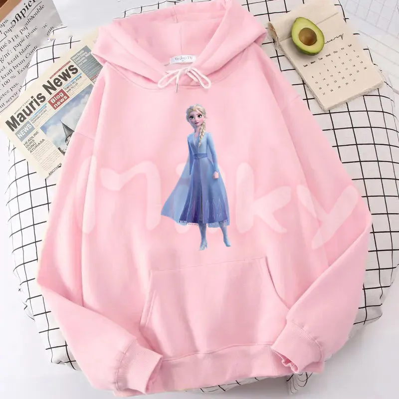 Cartoon Prinzessin Hoodie Gefrorene Elsa Oversize Kapuzenpullover Frau Ästhetische Lange Ärmel Weiche Crewneck Streetwear Kleidung