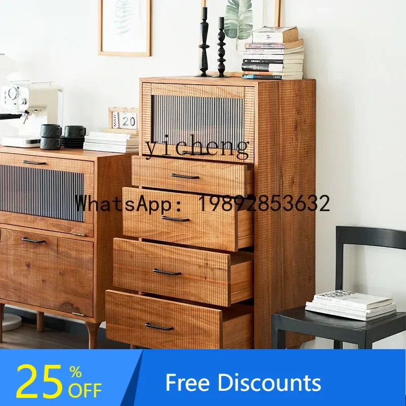 

solid wood chest cabinet log elm storage locker simple vertical cabinet side cabinet