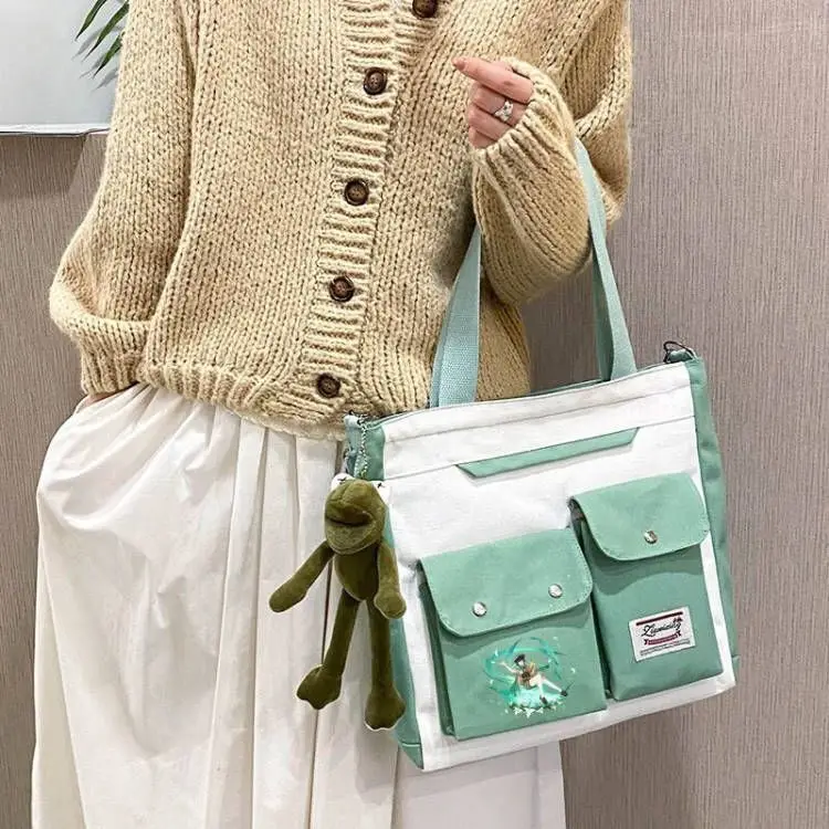 Genshin Impact Merchandise Maple God Manyo Paimon Klee Venti Single Shoulder Crossbody Backpack Student Canvas Bag Ani