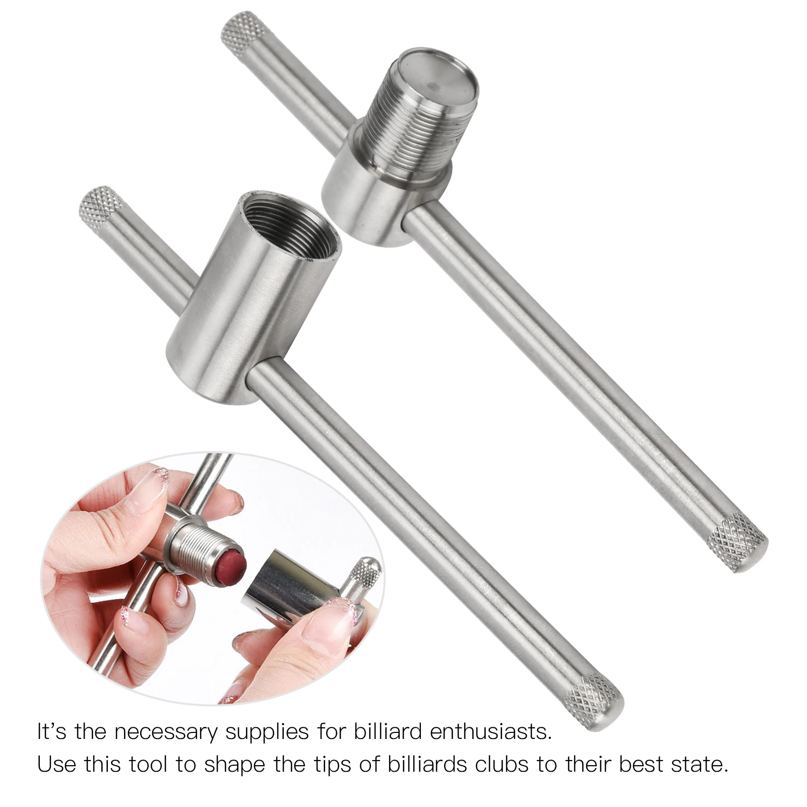 Strumento per pressa per stecca da biliardo Accessorio per forniture per stecca da biliardo per soppressore di punte per stecca da biliardo in acciaio inossidabile