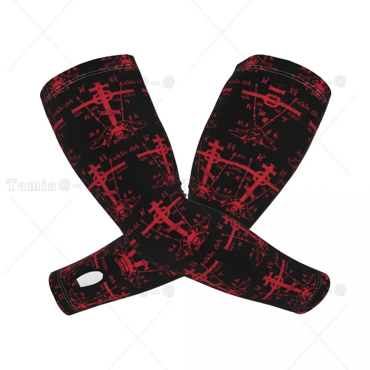 Custom Calvary Cross Christian Orthodox Monastic Symbol Arm Sleeves Warmer UV Sun Protection Tattoo Cover Up Sports Compression