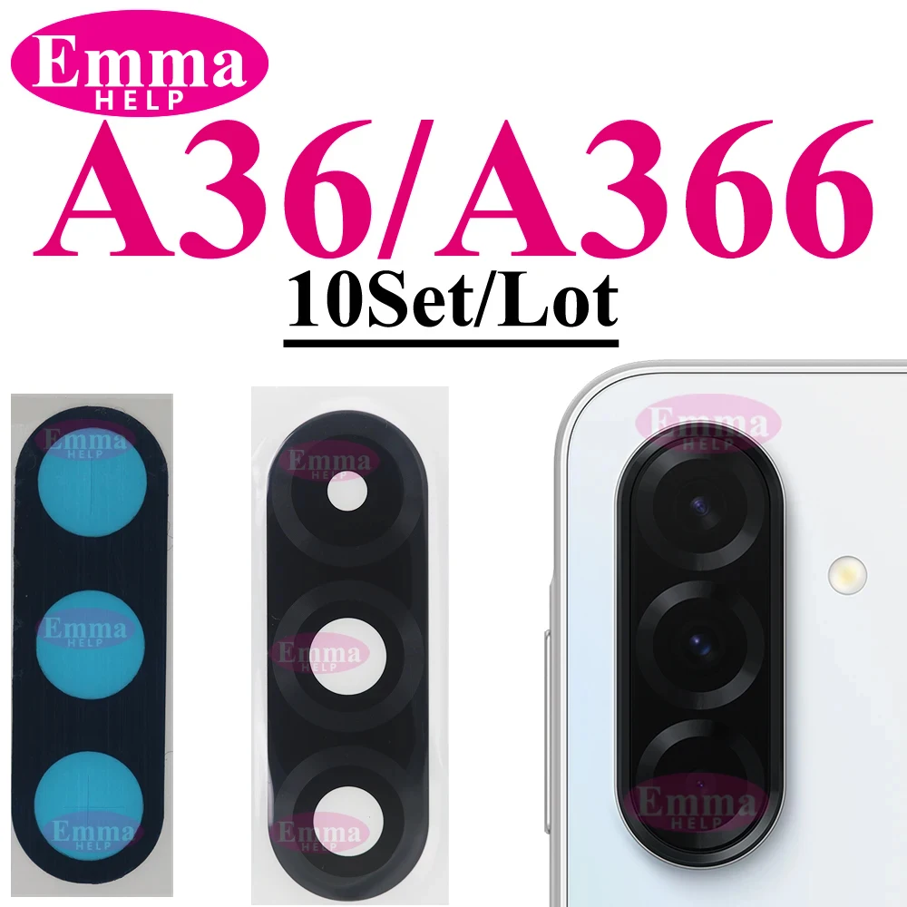 10 Stuks Terug Camera Glazen Lens Vervanging voor Samsung A56 A55 A54 A36 A35 A34 A26 A25 A24 A16 A15 A06 A05s A05 A14 met Lijm