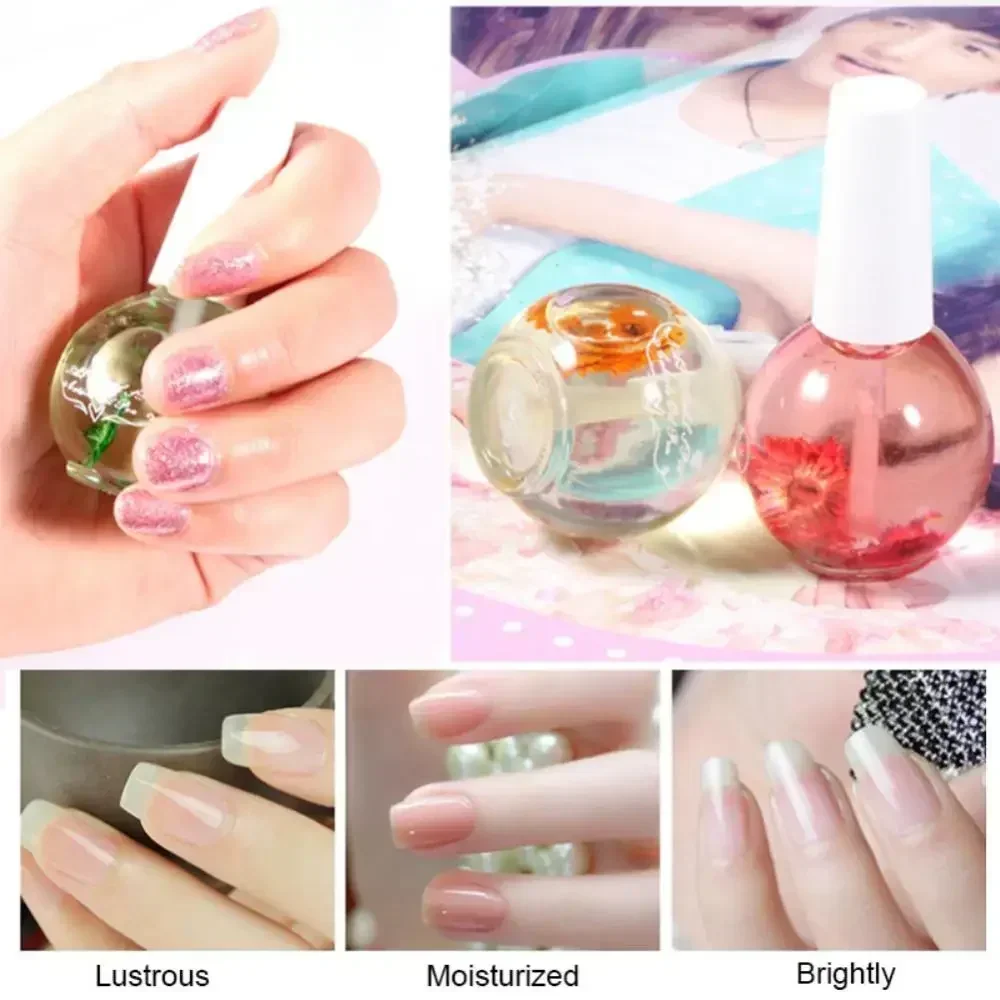 8 Flowers Nail Nutrition Oil,Moisturizing Dried Nutrient Nail Cuticle Oil ,Nails Care Repair Damaged Liquid Nail Art Design Tool