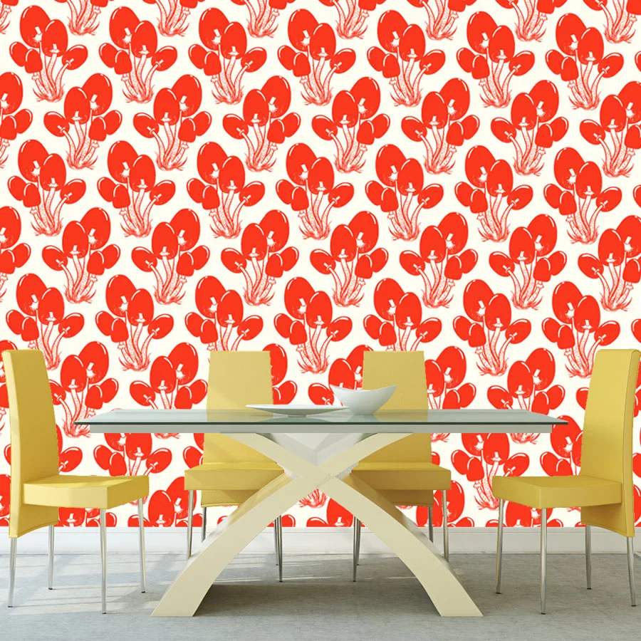 Vegetarian Food Removable Peel n Stick Wallpaper for Living Room Decoration Red Wall Papers Home Decor Store Restaurant Mural
