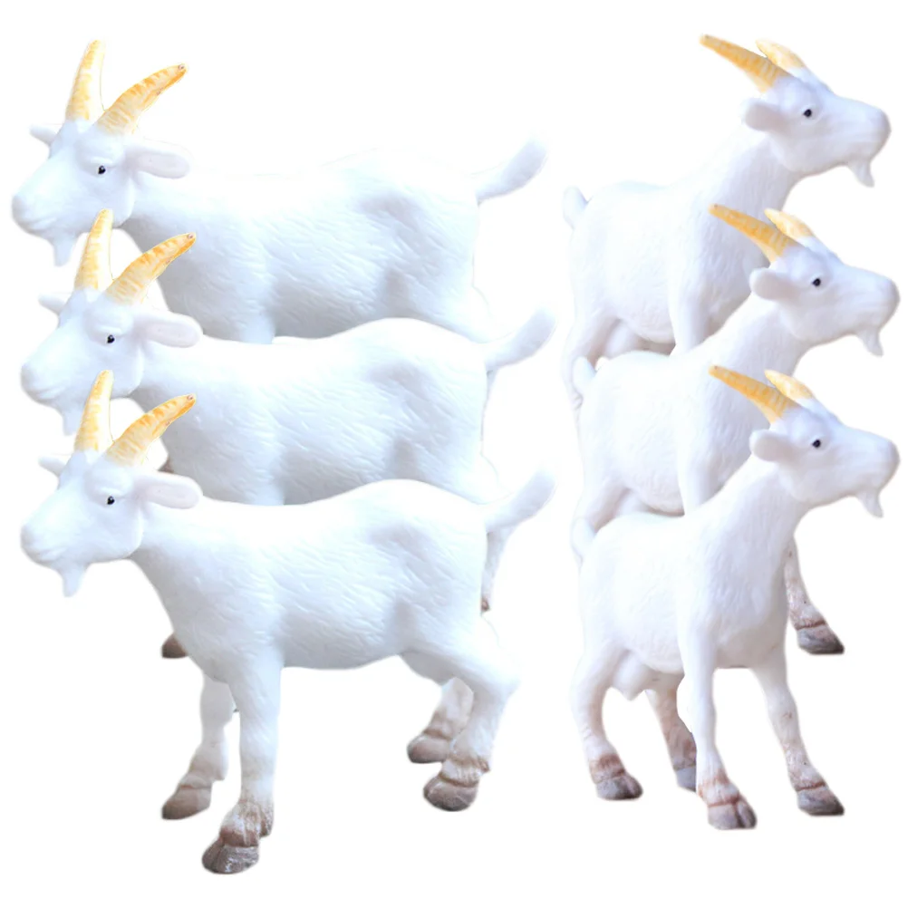 

6Pcs Goat Figurines Plastic Realistic Sheep Educational Goats Ornaments Tiny Farm Animal Models Small Lambs To-Y Figures Fairy