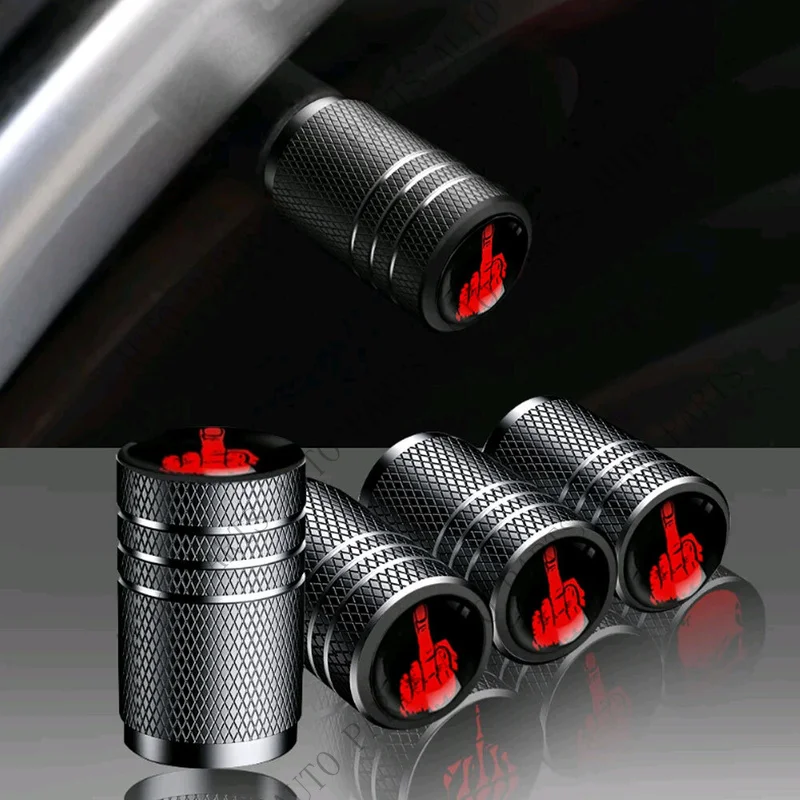 A+ Black Middle Finger Logo Cap Cover For Car Wheel Tire Valve Stem Cap Accessories