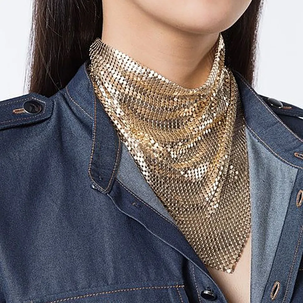 ファッションヘッドスカーフスパンコール付き三角スカーフ韓国スタイルヘッドカチーフバンダナネックレスネックラップショールヘッドバンド女性