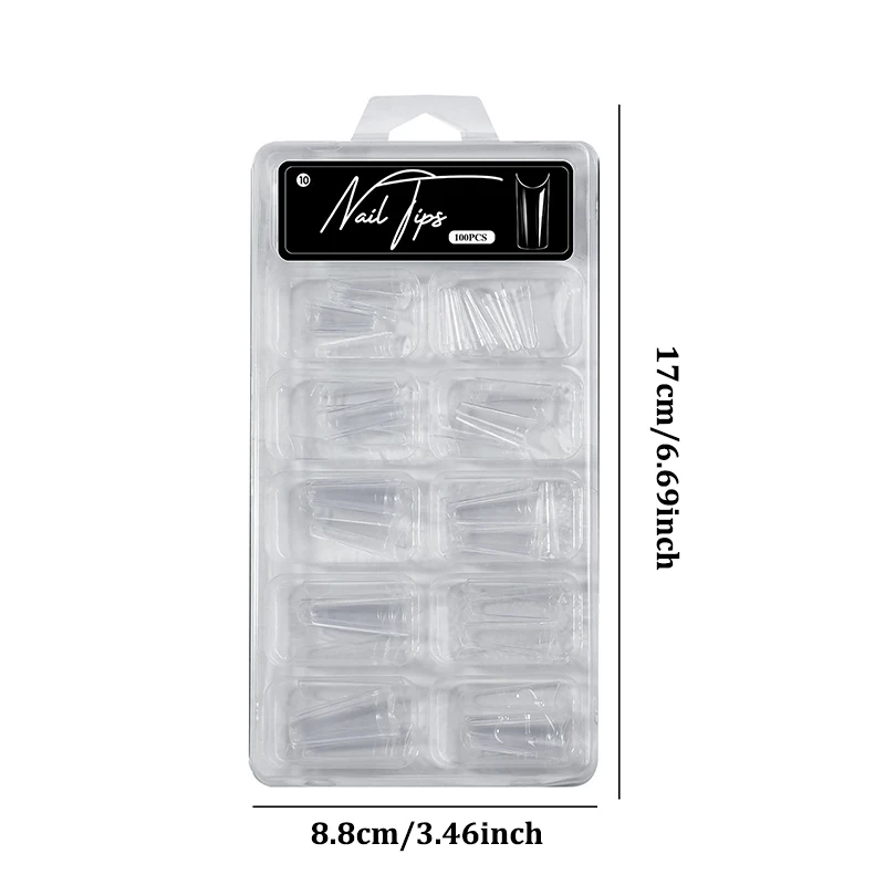 .100Pcs Soft Gel False Nail Tips Short Square Coffin Almond Artificial Press On Fake Nails Extension Manicure Tools