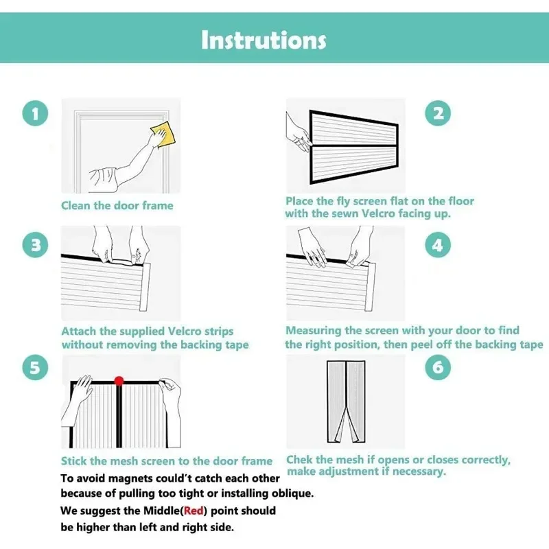 Door Screen Door Mesh Mosquito Net Curtain Insect Sandfly Netting with Magnets on The Door Mesh Screen Automatic Closing