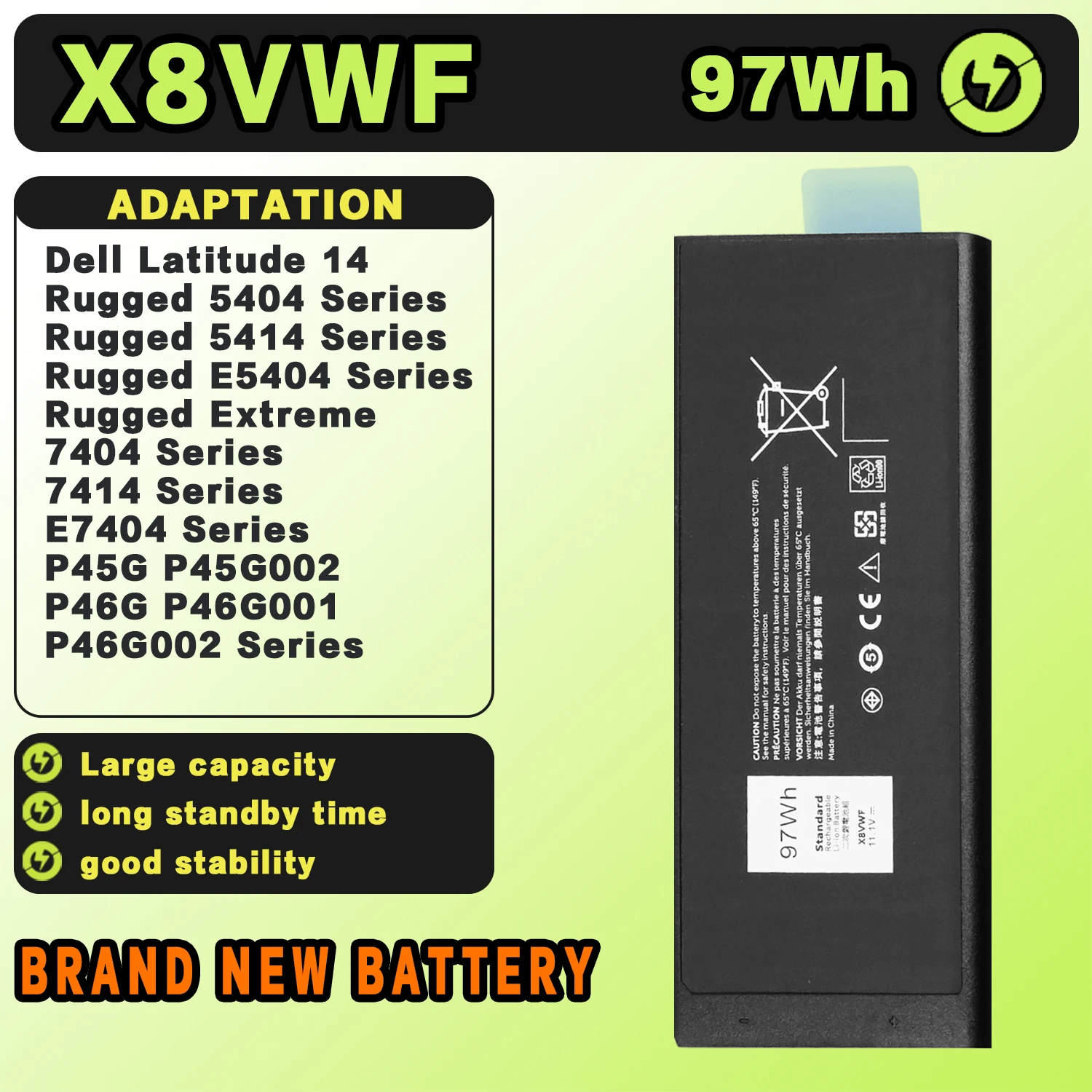 Новая сменная батарея для ноутбука SAT X8VWF для DELL Latitude 14 E5404 7404 P45G 11.1V-97Wh-8700mAh