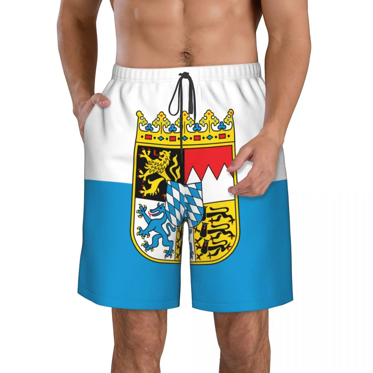 Flag Of Bavaria State Quick Dry Swimming Shorts For Men Swimwear Man Swimsuit Swim Trunks Summer Bathing Beach Wear