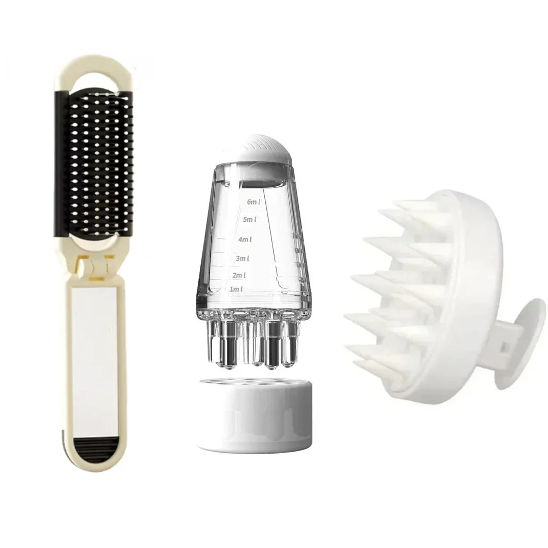 

3pcs Scalp Applicator Liquid Comb Set Silicone Shampoo Brush Head Scalp Air Cushion Massage Comb Anti Hair Loss Head Care Tools