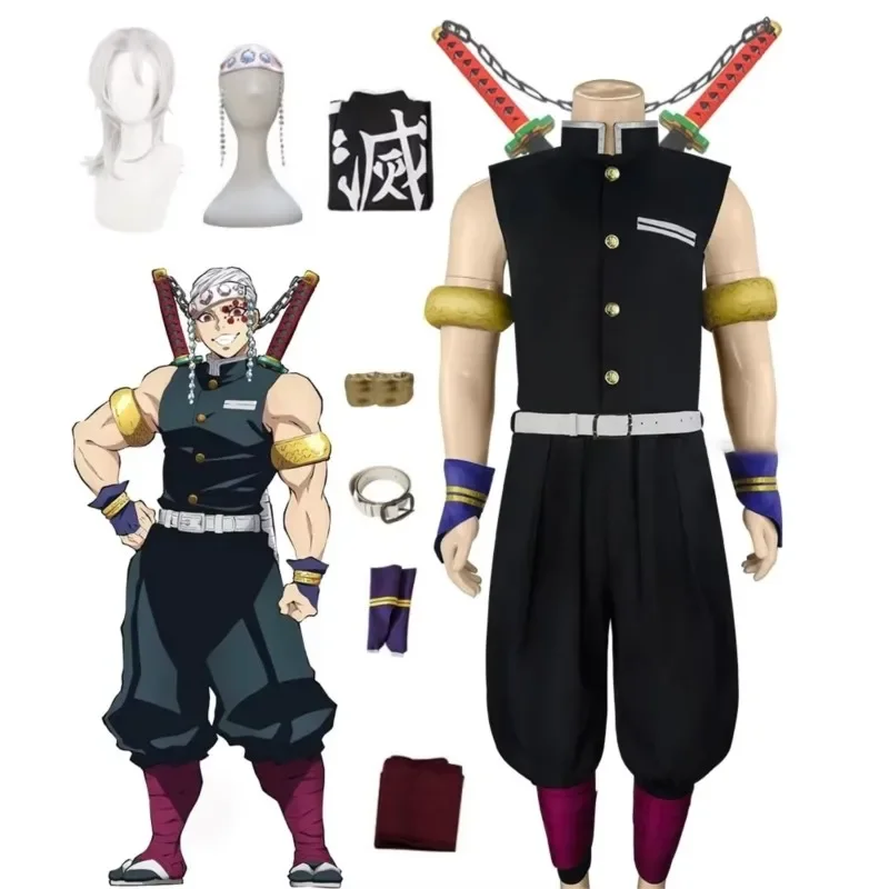 

CosplayDemoon Slayeer anime cosplay Uzui Tengen Costume Wig Uniform Wig Demon Annihilation Blade Sound Pillar Halloween Outfit