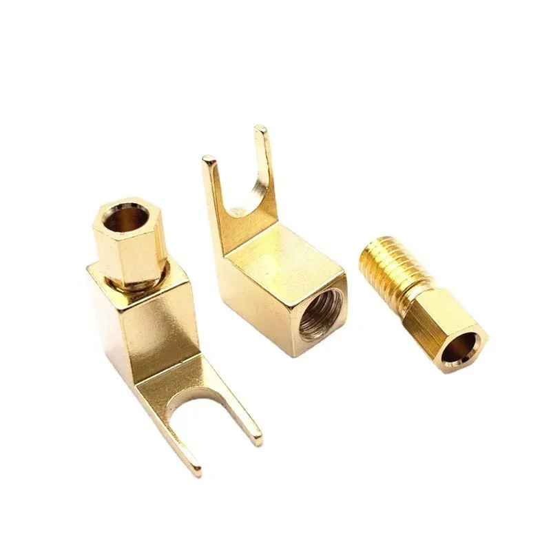 2PCS Banana Connectors Gold Plated Speaker Audio Amplifier Connector Banana Plug Converted To Y plug U-shaped Plug