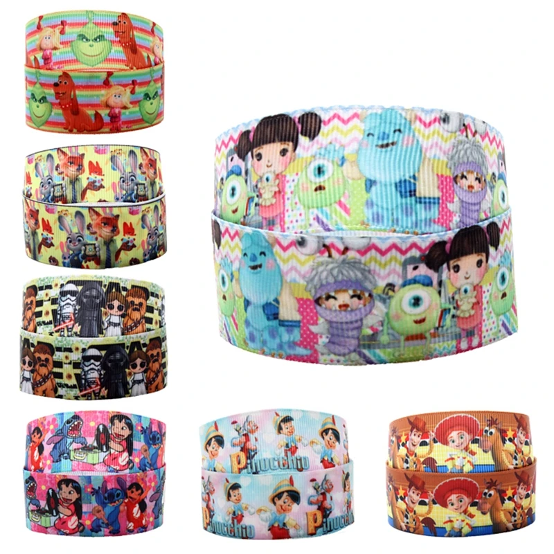 5Yards Grosgrain Ribbon Disney Cartoon Character for Holiday DIY Decoration