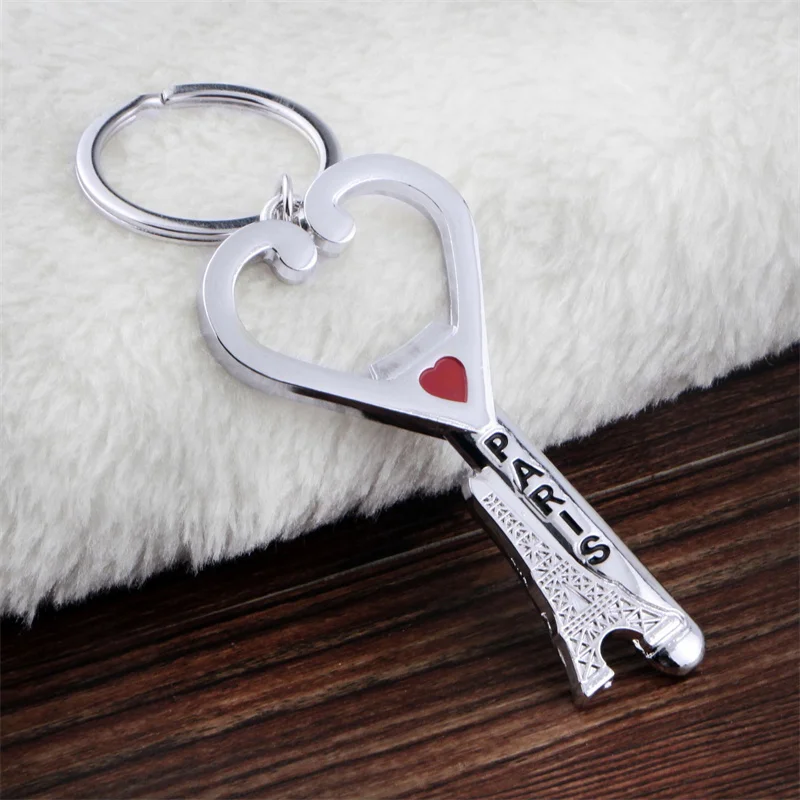 Creative Metal Simple Heart Eiffel Tower Keychains Men Women Fashion Pendant Keyring Jewelry Car Key Accessories Gifts 2024 New