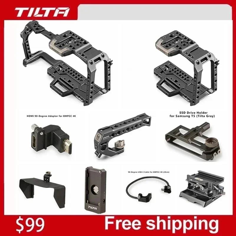 Tilta TA-T01-FCC Camera Cage BMPCC 4K 6K for Blackmagic Pocket Cinema Camera Dslr TA-QRTH-B Top Handle Mount