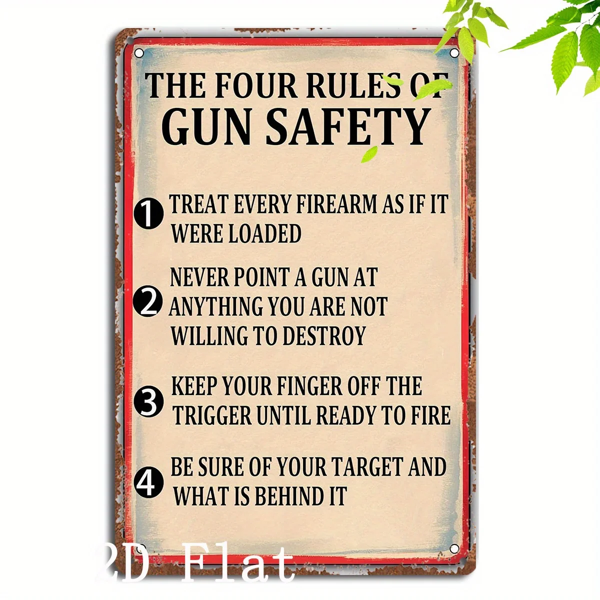 , Gun Safety Rules Retro Tin Sign - Treat Every Gun Like It's Loaded. Country Style Military Poster for Home, Cafe, Bar, Shop, G