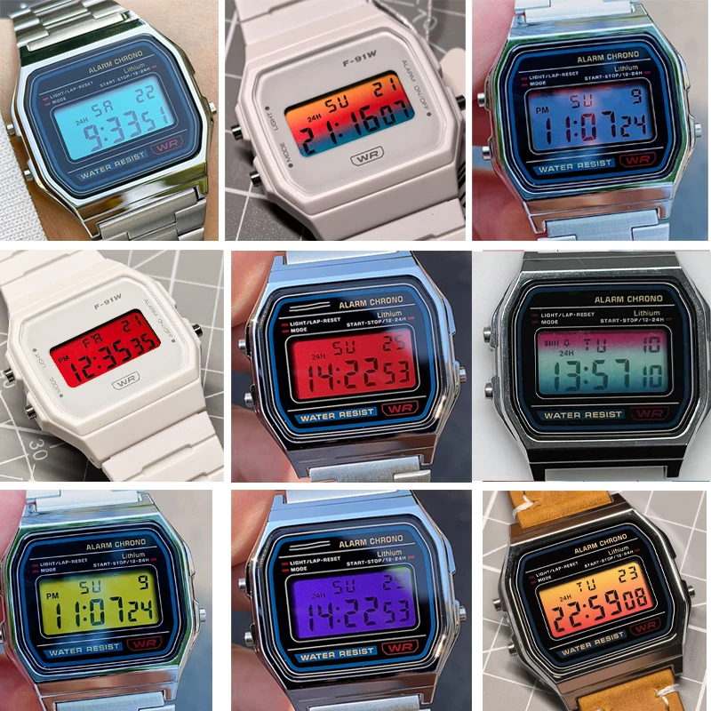 F91W Ins-style Color Display Film Stickers For Casio A158 A159 A168 Screen Overlay Sticker High-definition Screen Sticker strap