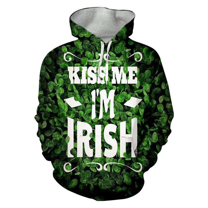 

Irish National Day Sweatshirts Men Women Harajuku Oversized Fleece Hoodie Hooded Hoody St. Patrick's Day Green Leaf Festival