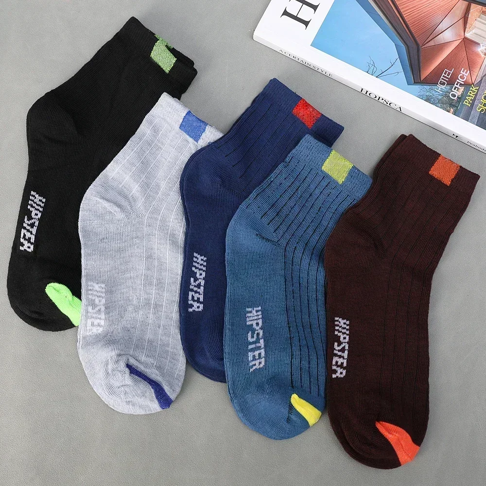 1-5pairs Bamboo Fiber Autumn Winter Men Socks Breathable Cotton Sports Sock Deodorant Business Plus Size 38-47