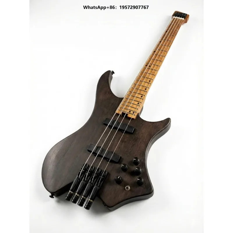Electric Bass Guitars with Mahogany Neck Thru Body Active Pickup Maple Back/Side and Ebony Fingerboard