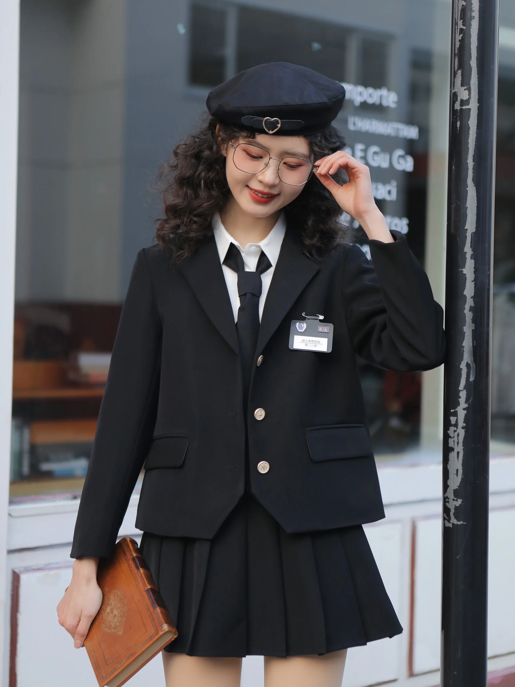 

Lingjiu 2025 Spring Autumn College Sle ature Korean Drama Anti Aging Set Suit Coat Pleated Skirt Two Piece Set Sweet Sle